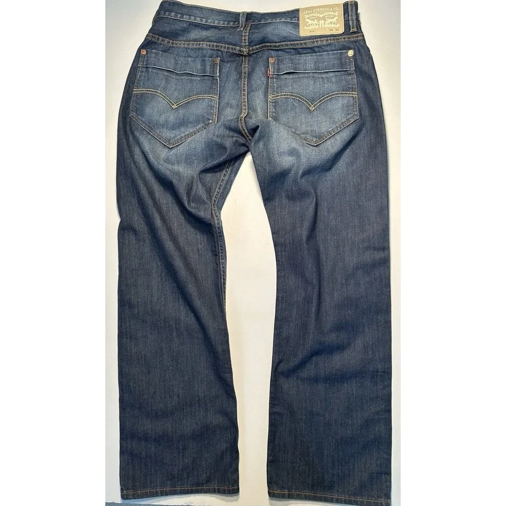 Levi's Men's 514 Series Dark Wash Blue Denim Jeans Regular Fit Size 36X30